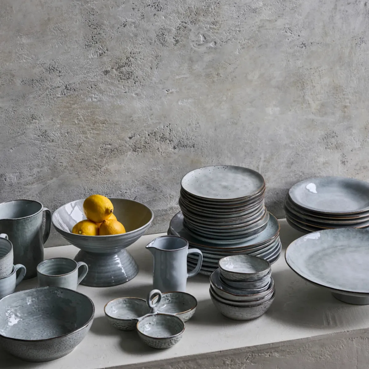 House Doctor Geschirr|Geschirr|Kanne, Rustic, Grau/Blau