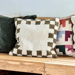 House Doctor Heimtextilien|Kissenbezüge|Kissenbezug, HDChess, Grün;Off-White