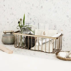 House Doctor Badezimmeraccessoires|Aufbewahrung Im Badezimmer|Korb, Bath, Messing gebürstet