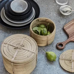 House Doctor Aufbewahrung|Aufbewahrung|Korb mit Deckel, HDRound, Natur