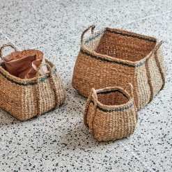 House Doctor Aufbewahrung|Aufbewahrung|Körbe, HDLaine, Natur;Schwarz