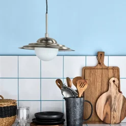 House Doctor Beleuchtung|Esstischlampen|Lampe, HDCoin, Gebürstetes Silber-Finish;Mattweiß