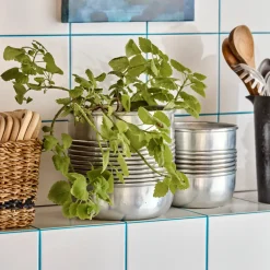 House Doctor Heimdekor|Blumentöpfe Und Übertöpfe|Pflanzer, HDGroove, Antiksilber-Finish