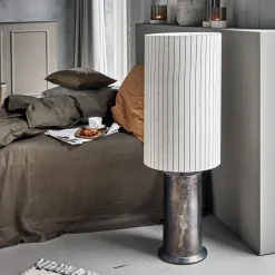 House Doctor Beleuchtung|Eingangsbeleuchtung|Stehlampe, HDRafi base with HDShade, Antique brown base / Off-white w. black stripes shade