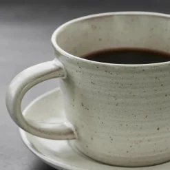 House Doctor Geschirr|Geschirr|Tasse m. Untertasse, HDPion, Grau/Weiß