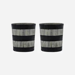 House Doctor Heimdekor|Teelichthalter Und Kerzenständer|Teelichthalter, HDStripe, Schwarz;Off-White