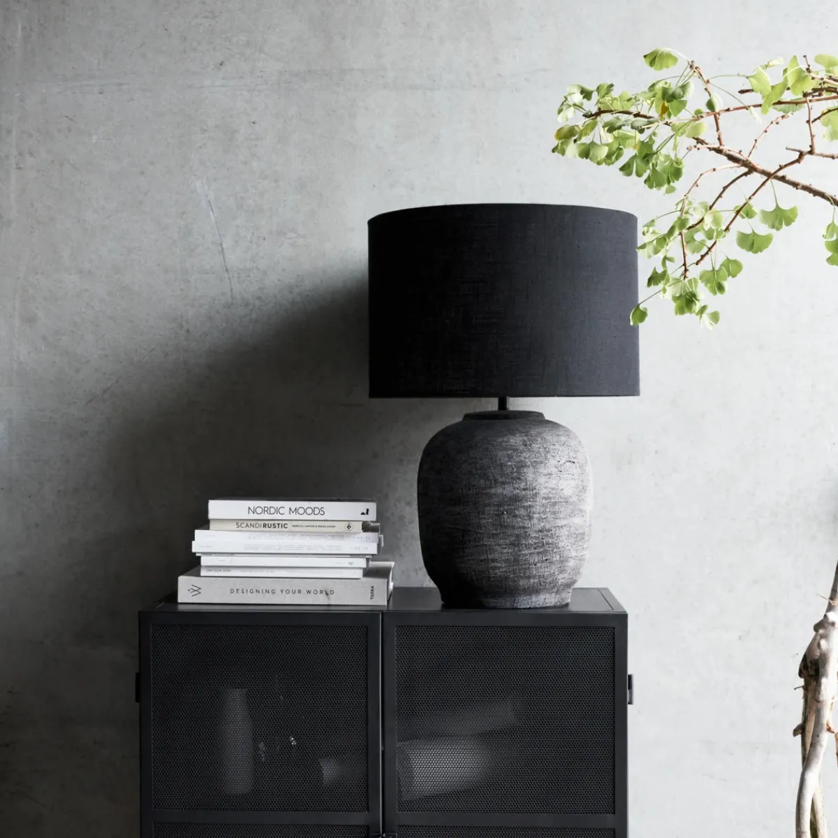 House Doctor Schlafzimmerbeleuchtung|Beleuchtung|Tischleuchte inkl. Lampenschirm, HDTahi, Schwarz